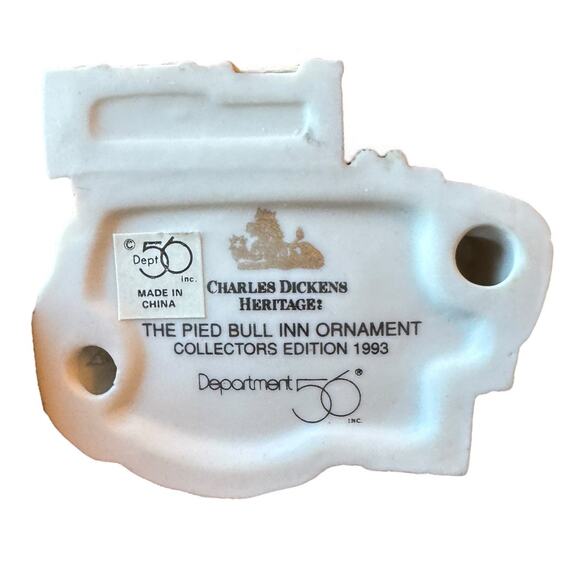 Dept 56 The Pied Bull Inn Ornament 1993 Dickens Village Heritage Pub - Picture 8 of 8